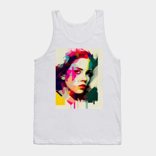 Abstract colorful pop art style woman portrait Tank Top